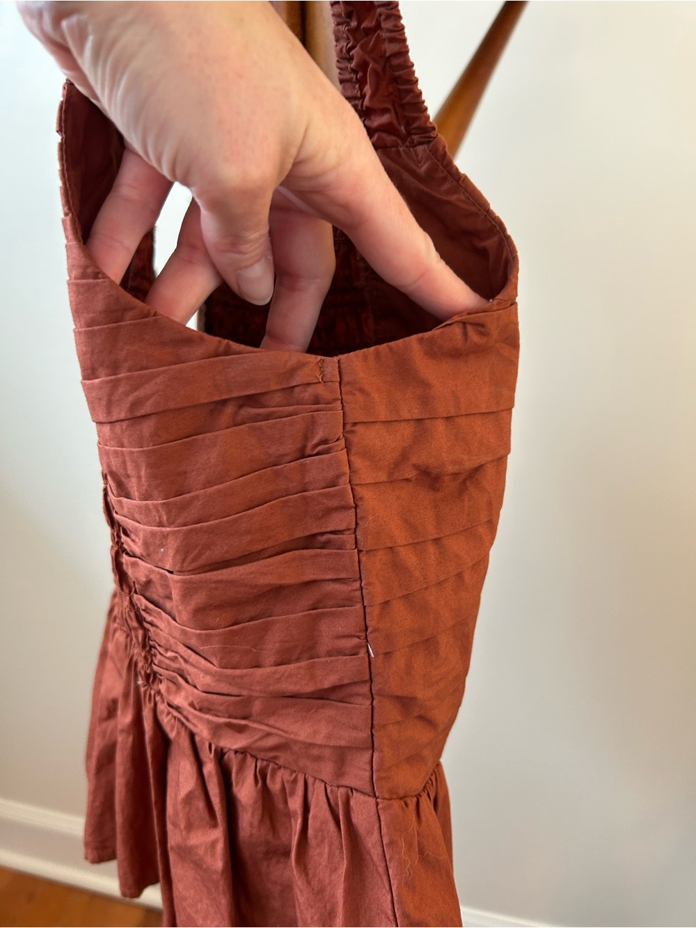 LOFT Rust Smocked Ruffle Peplum Tank Size 6 - Picture 5 of 6